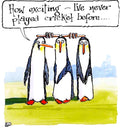 Greetings Card - Penguin Cricket